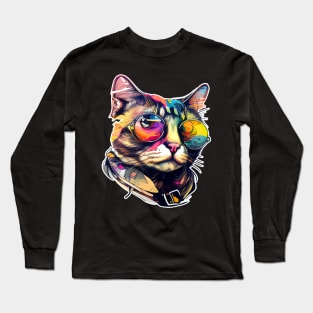 Fashion Kitty Cat Love Hippie Style Long Sleeve T-Shirt